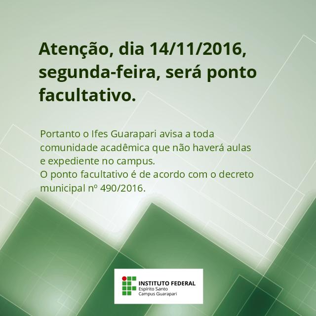 ifes campus guarapari ponto facultativo 14 11 16