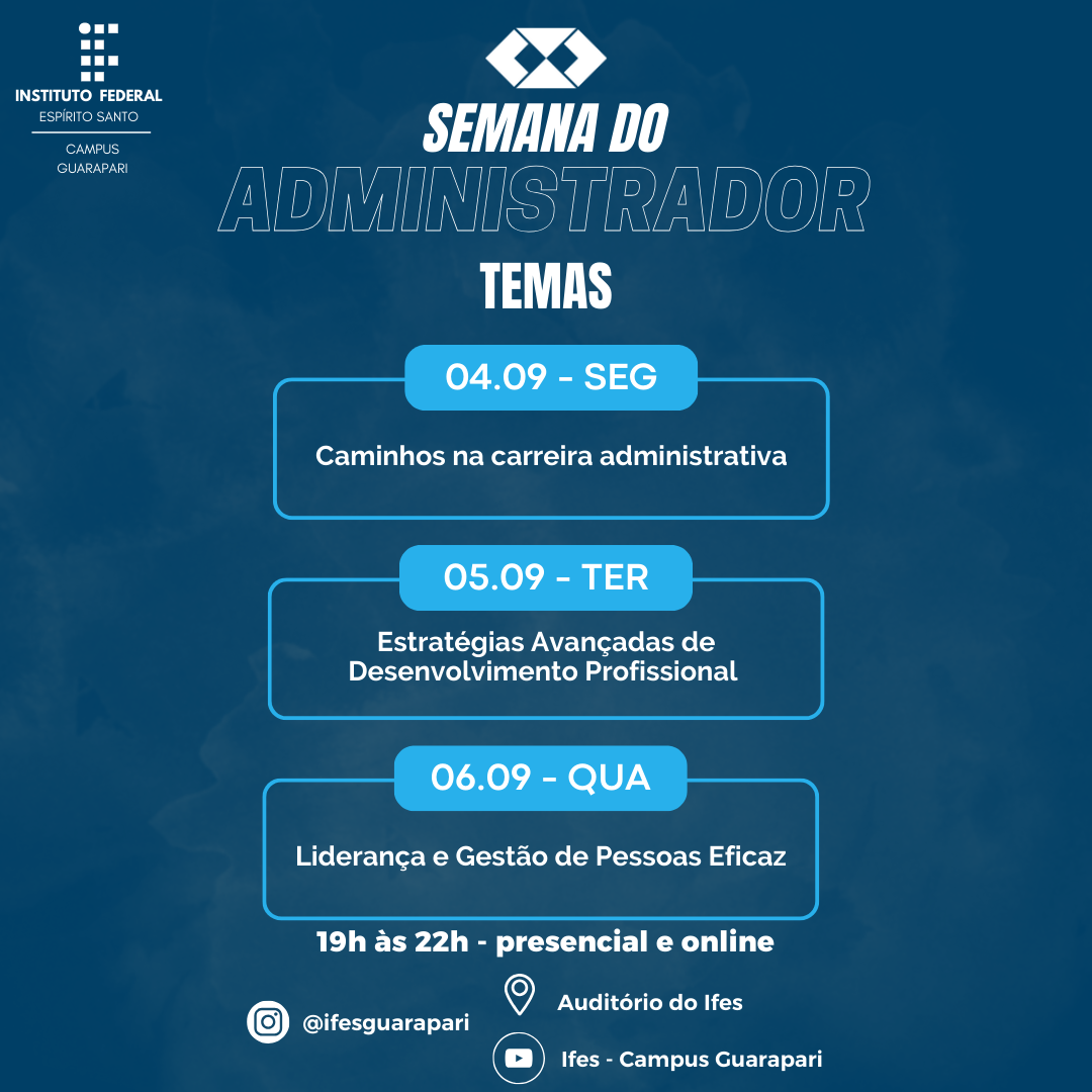 Temas especificados em cada dia do evento