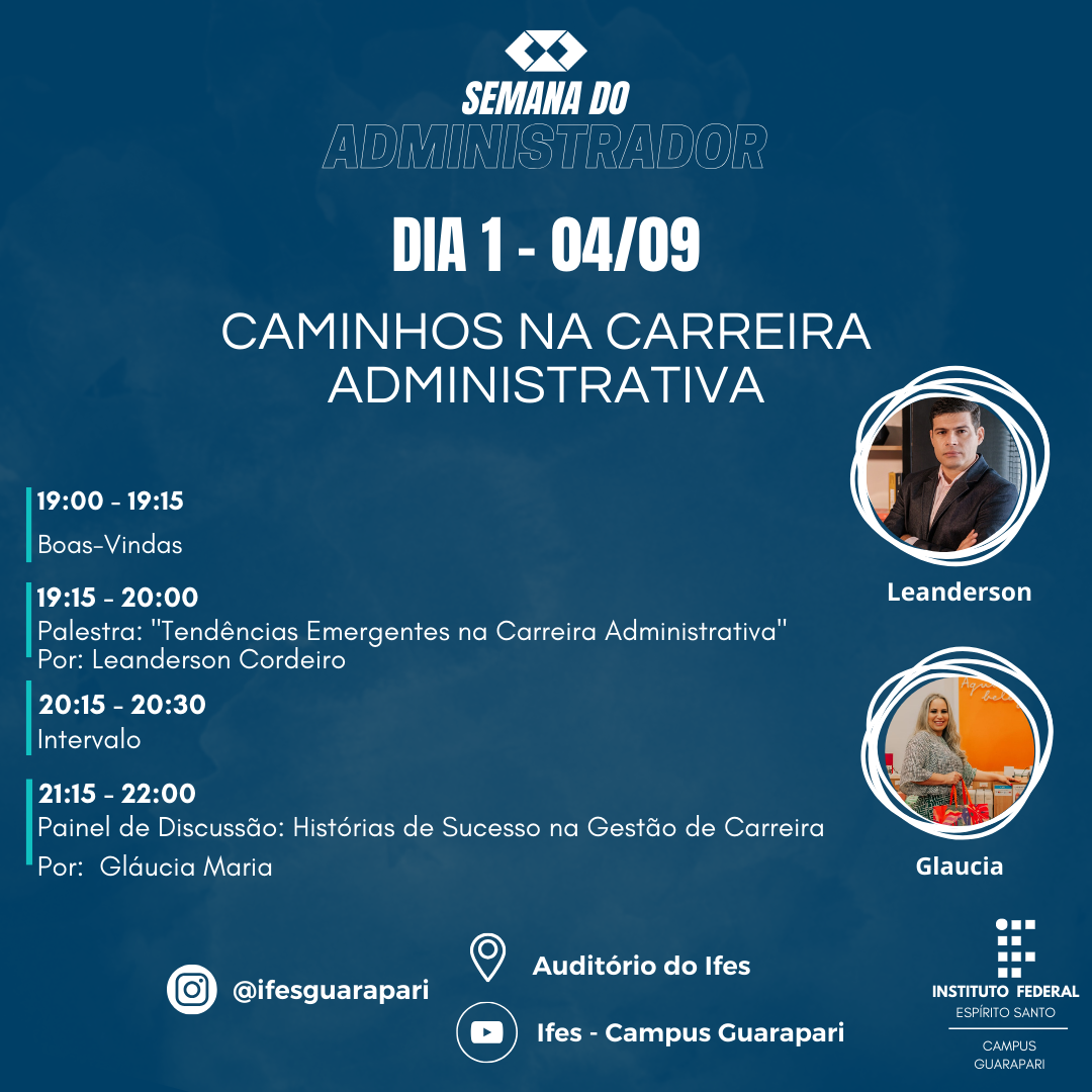 Programa&ccedil;&atilde;o do dia 4 de setembro - Semana do Adminstrador