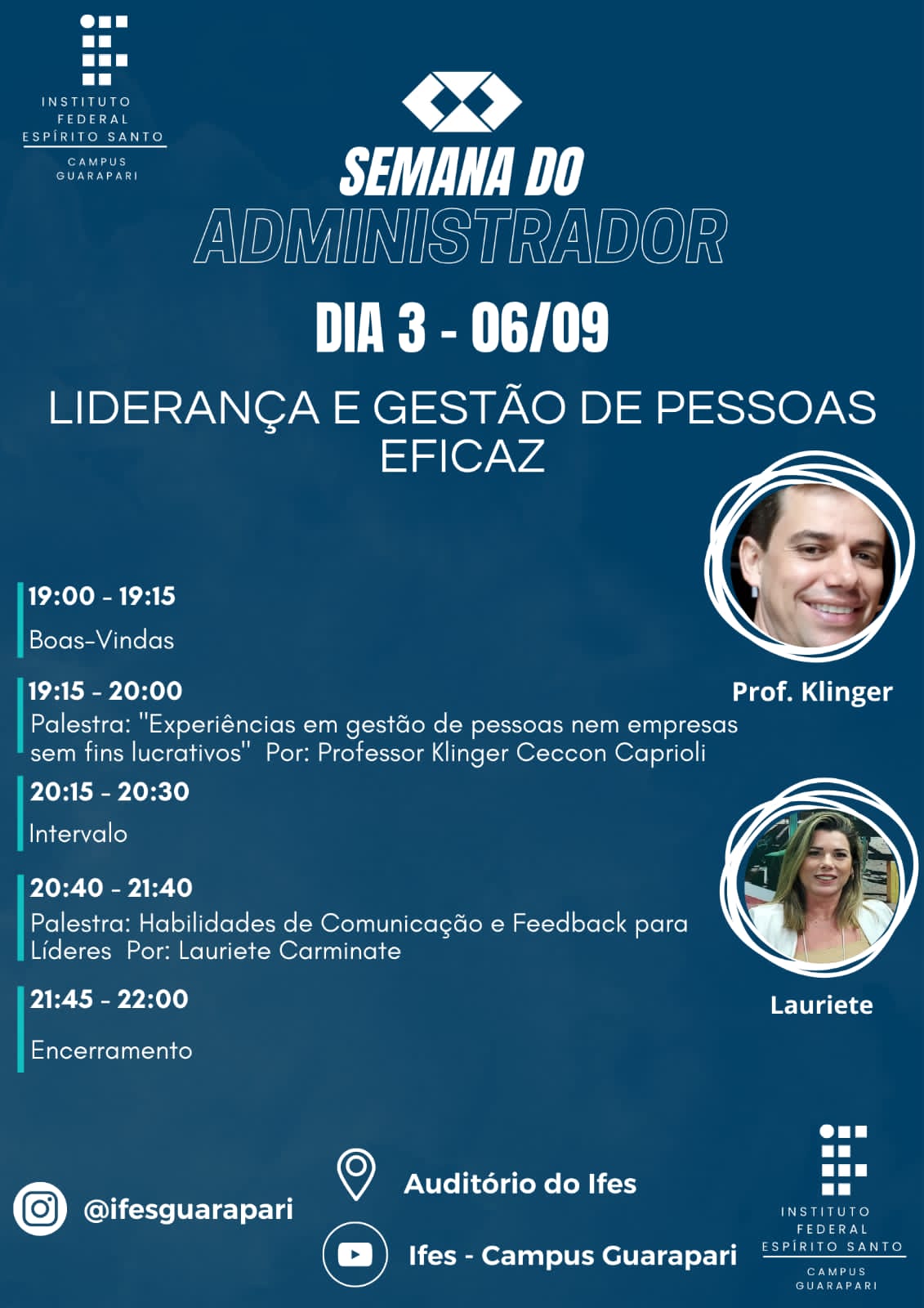 Programa&ccedil;&atilde;o do dia 6 de setembro - Semana do Adminstrador