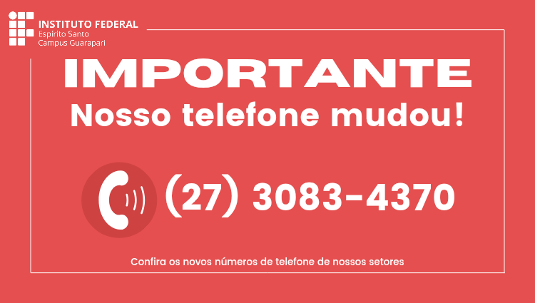 Novo número de telefone do Campus Guarapari
